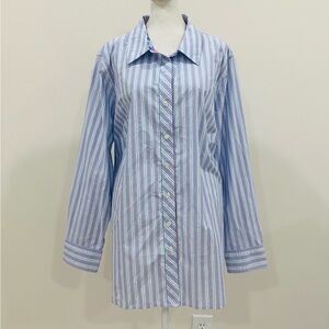 NWT Talbots Button-Down Perfect Shirt White w/ Blue Stripes Sz 2X